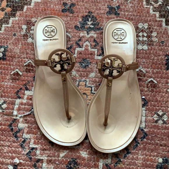 Tory Burch Jelly Sandals Rose Gold Size 